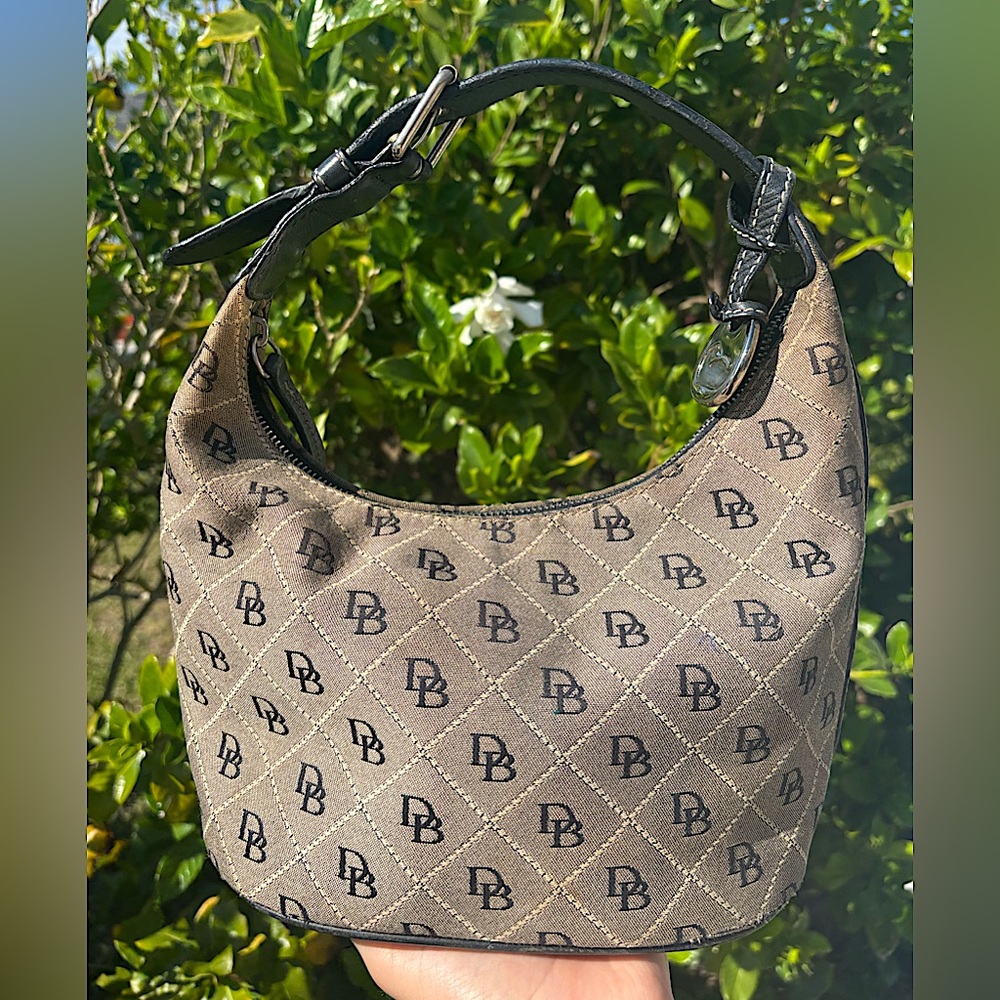 Vintage Dooney & Bourke Brown Monogram Hobo Bag